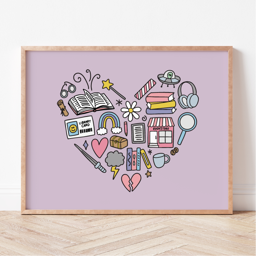 Reading Heart Print