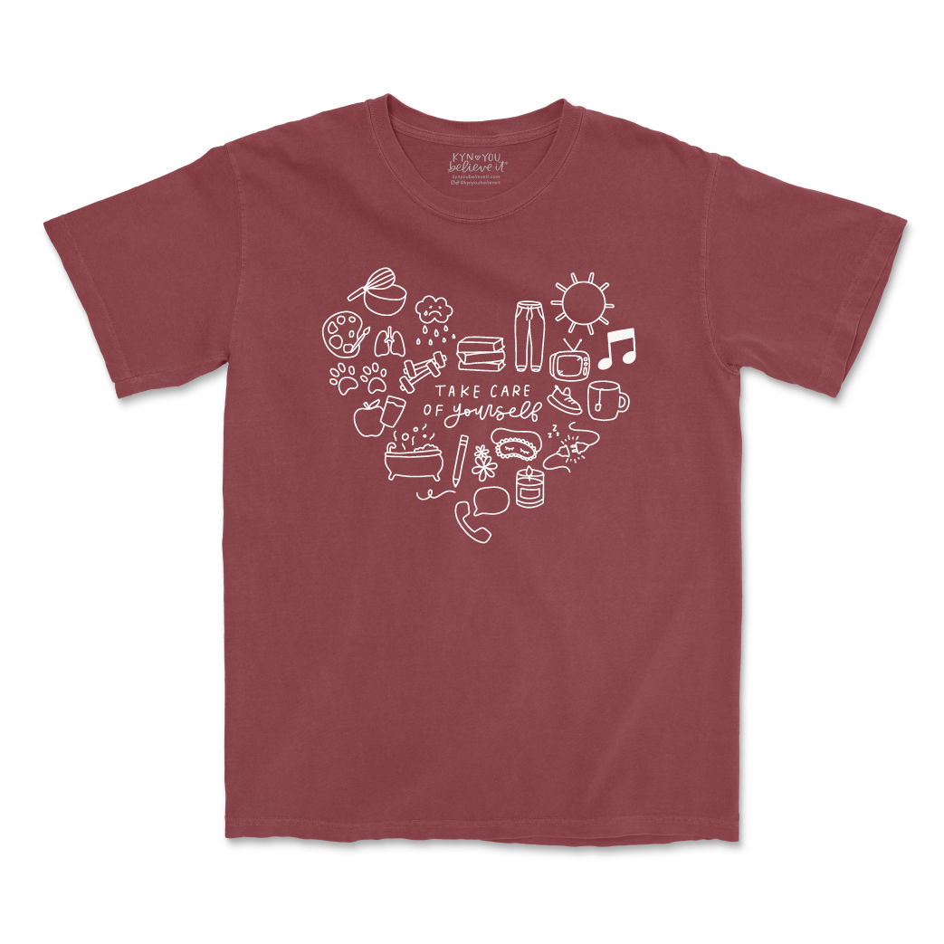 Take Care of Yourself Tee (Crimson)