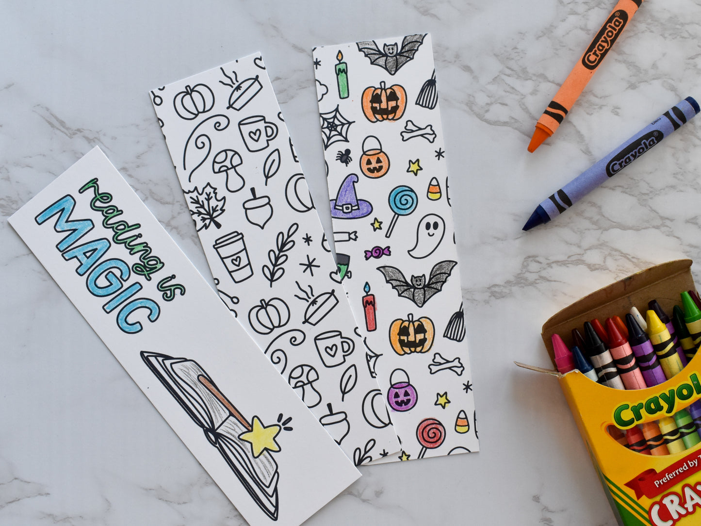 Halloween Pattern Coloring Bookmark