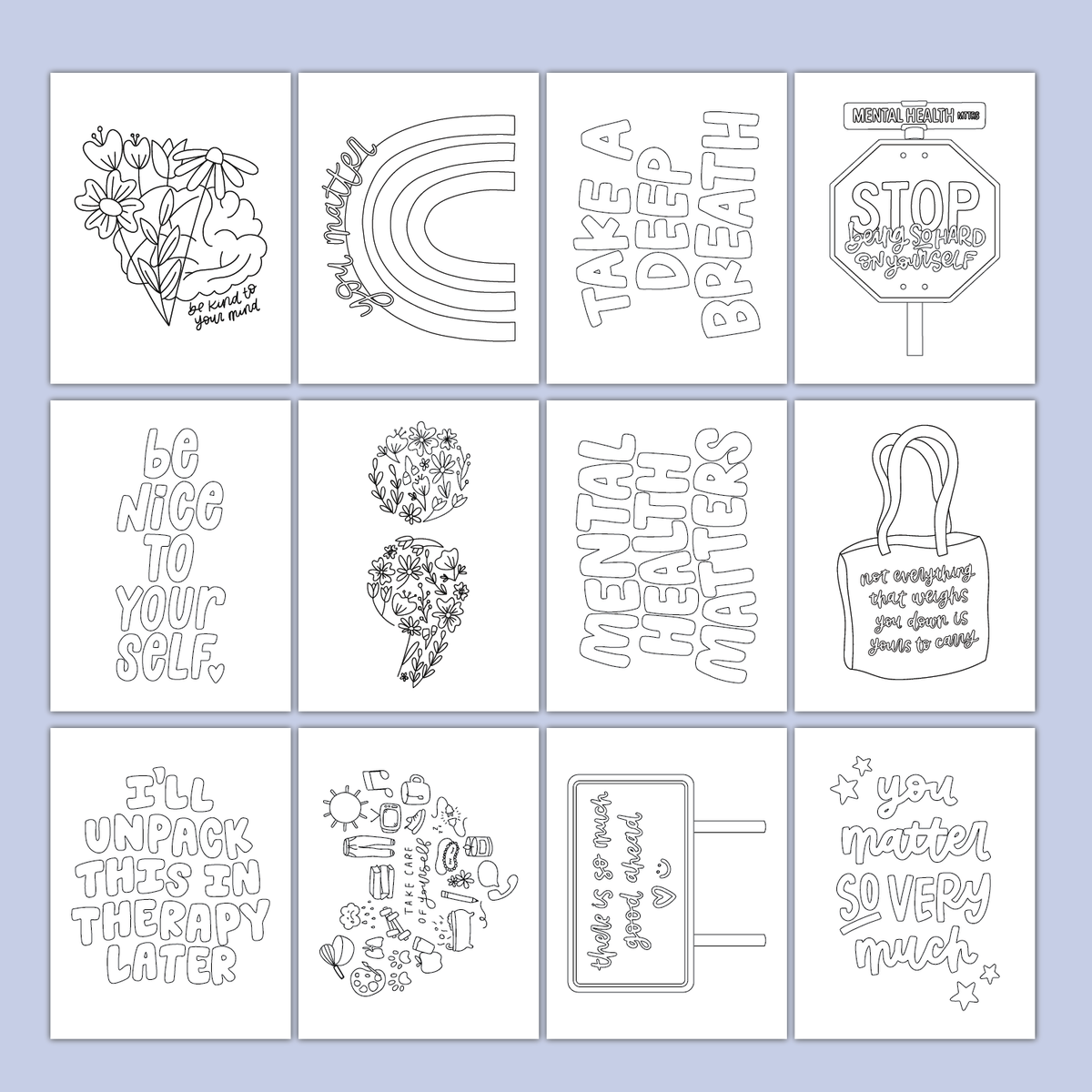 Digital Mental Health Coloring Book | Simple Coloring Sheets –  KynYouBelieveIt