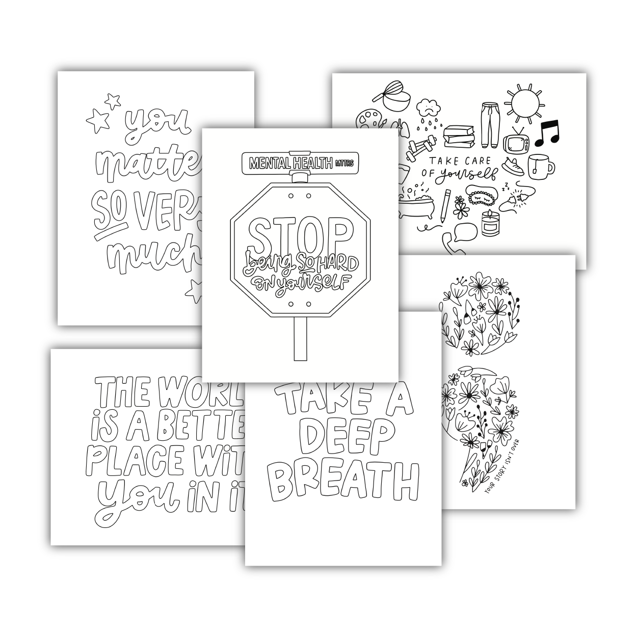 Mental Health Coloring Sheets (Digital Download)