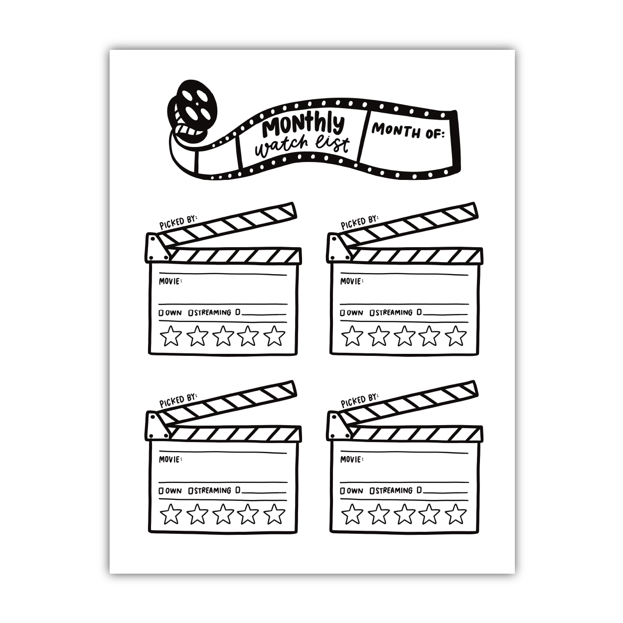 Movie Watch List (Digital Download)