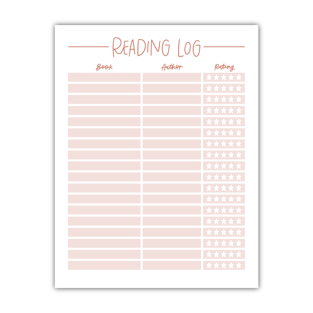 Reading Log (Digital Download)