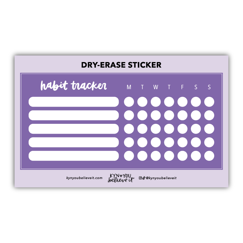 Weekly Habit Tracker Dry Erase Sticker