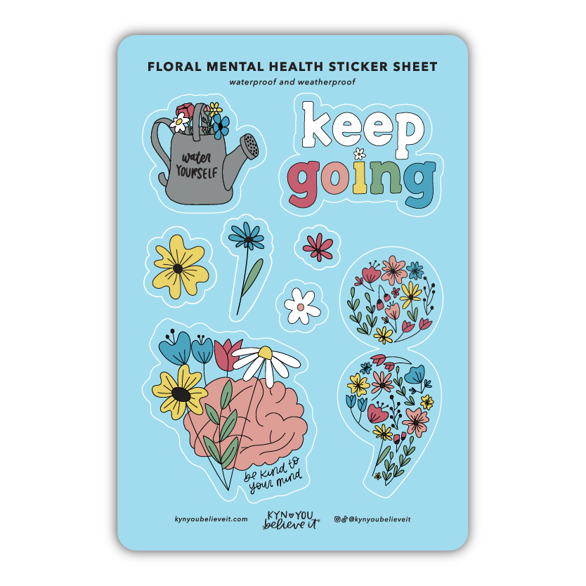 Floral Mental Health Sticker Sheet