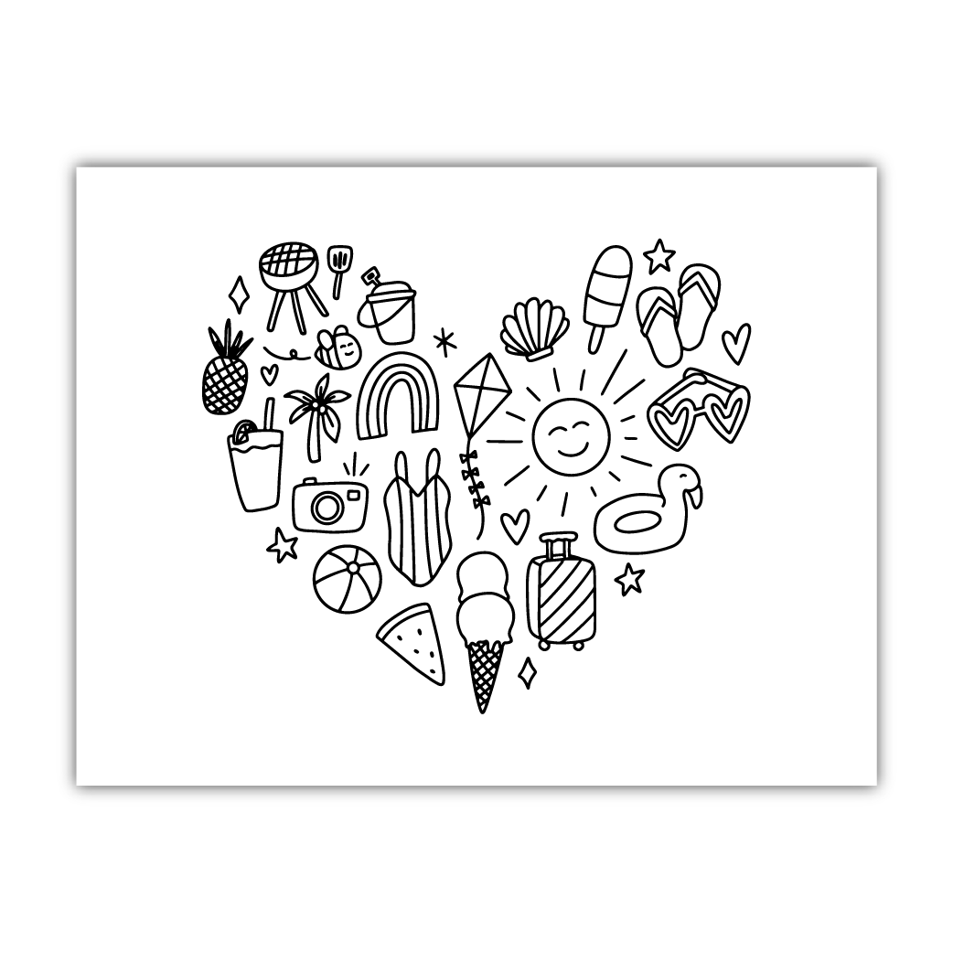 Summer Heart Coloring Sheet