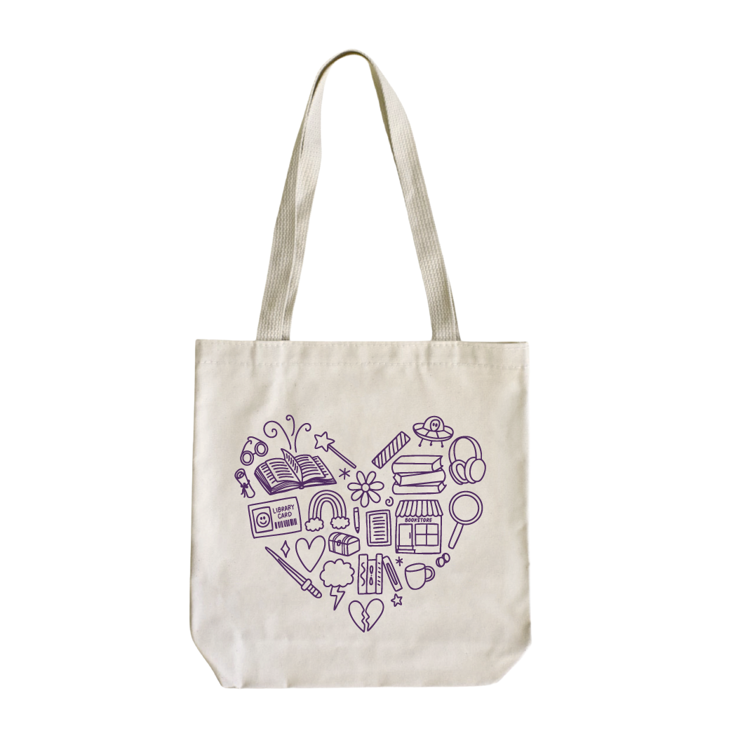 Reading Heart Tote Bag