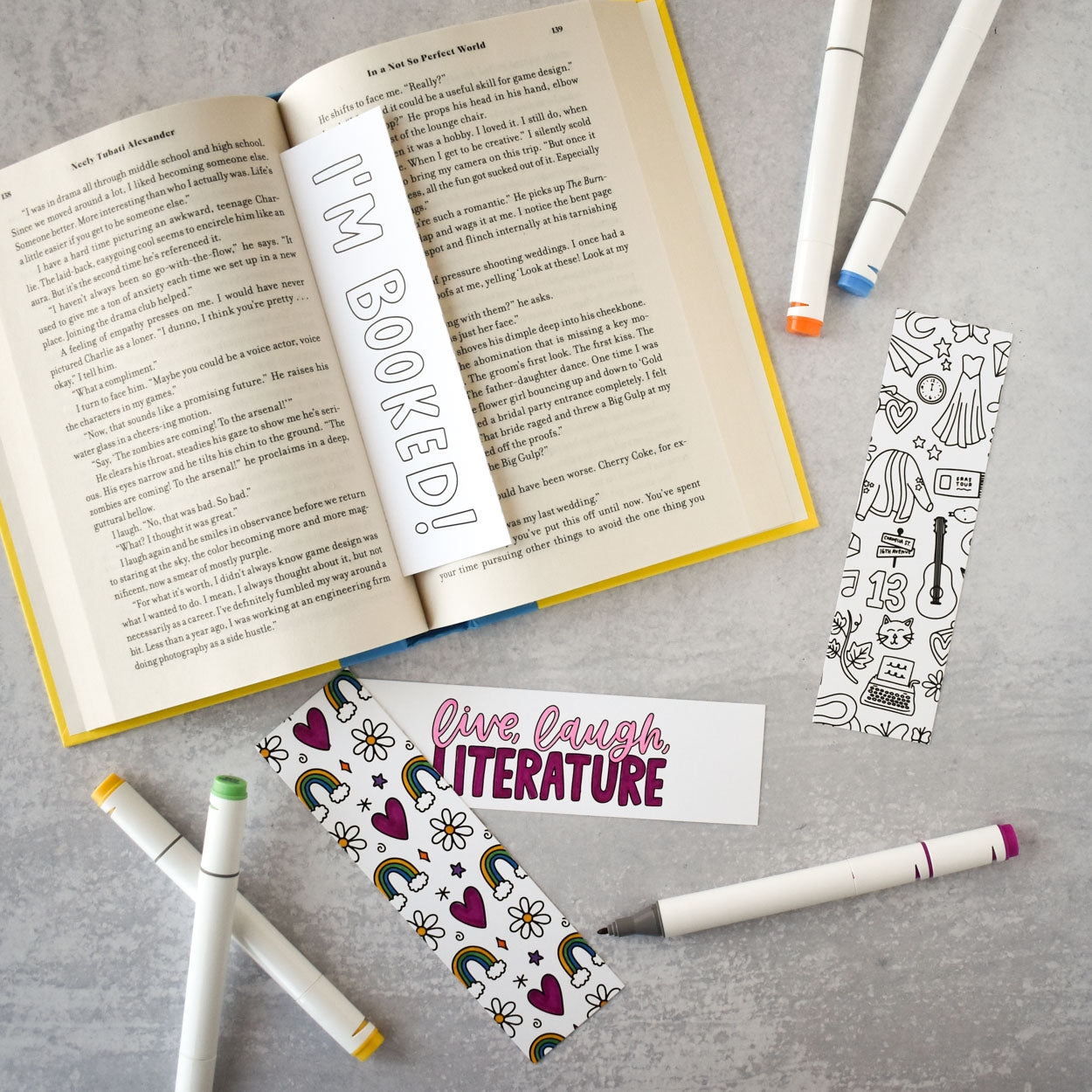 I'm Booked Coloring Bookmark