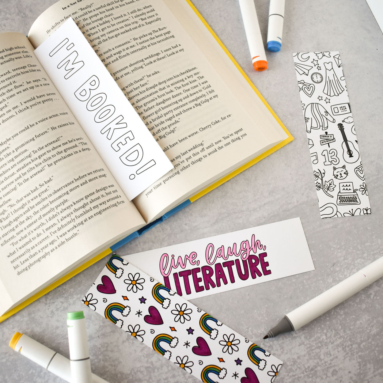 Rainbow Pattern Coloring Bookmark