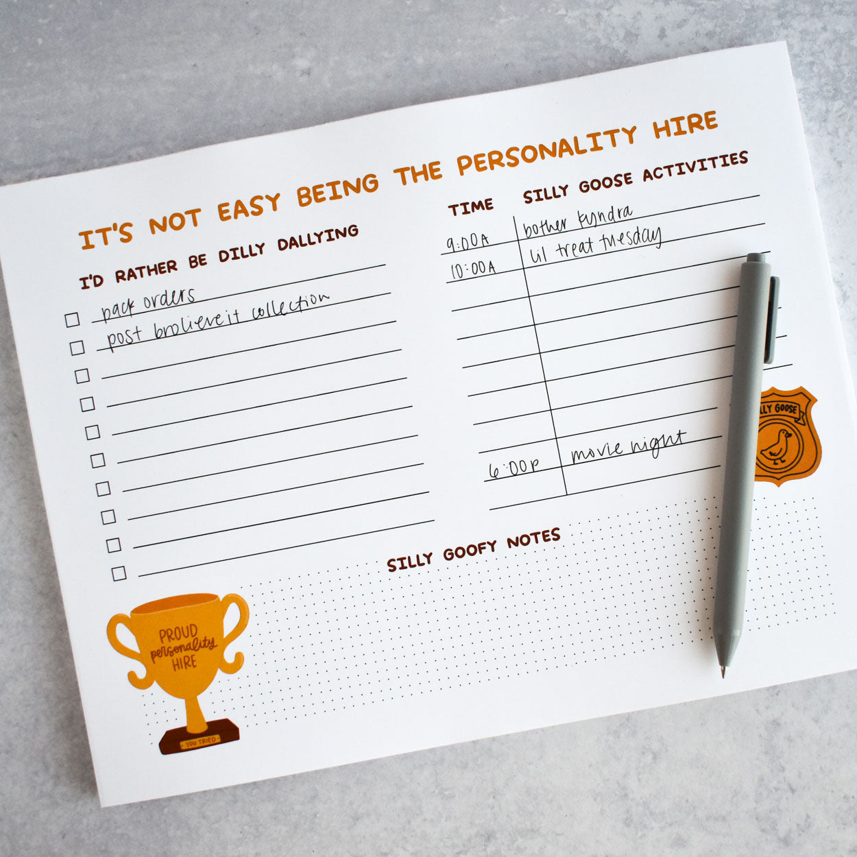 Personality Hire Notepad