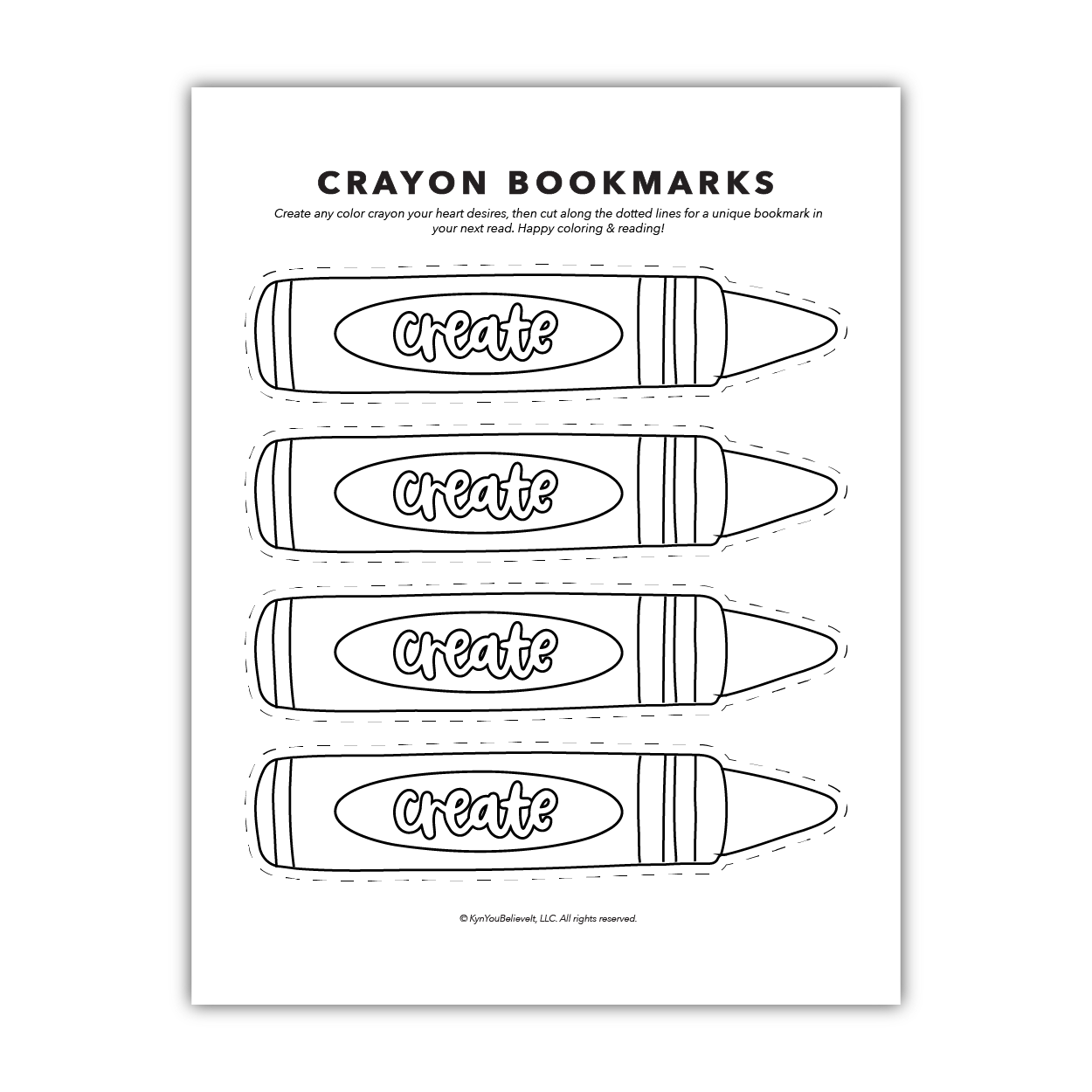 Crayon Coloring Bookmarks (Digital Download)