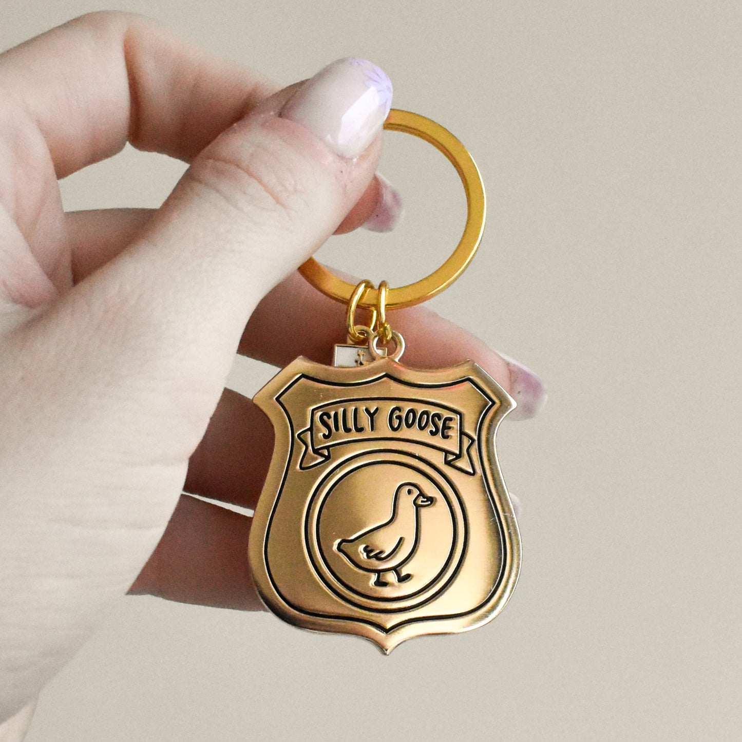 Silly Goose Badge Keychain