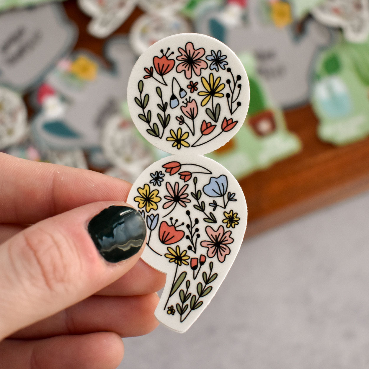Floral Semicolon Sticker