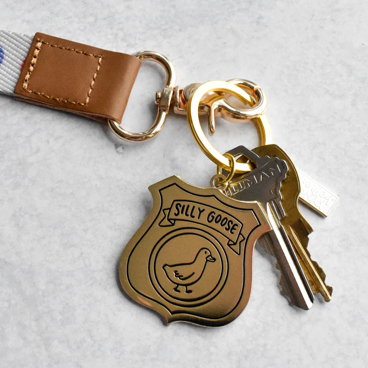 Silly Goose Badge Keychain