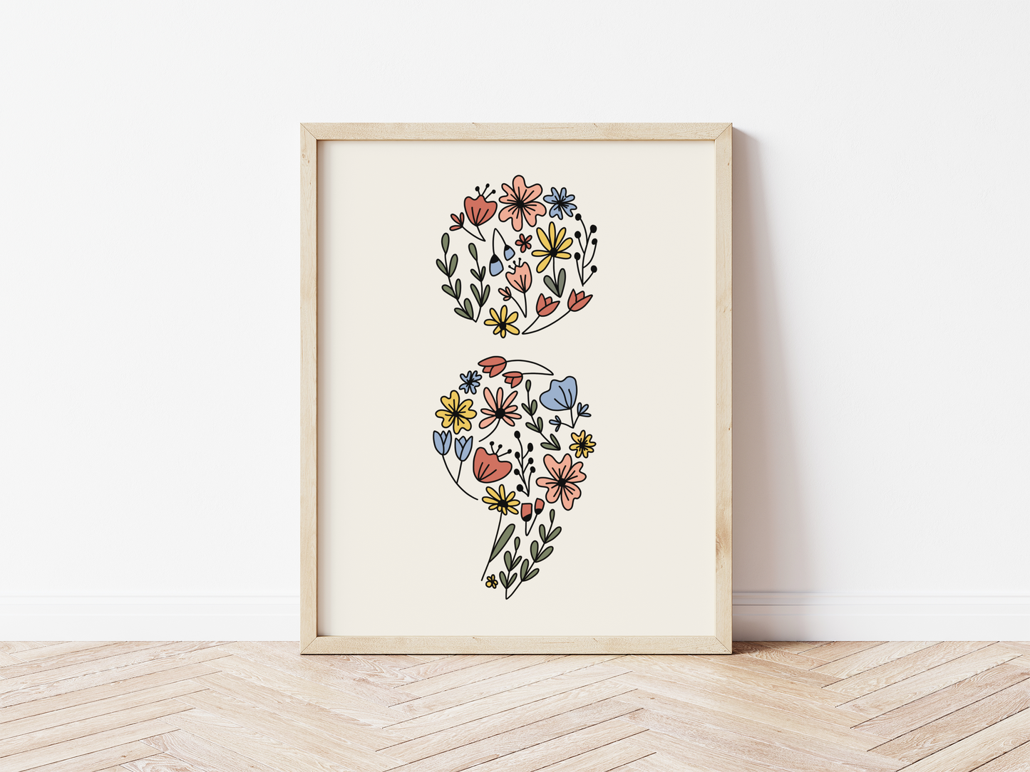 Floral Semicolon Print