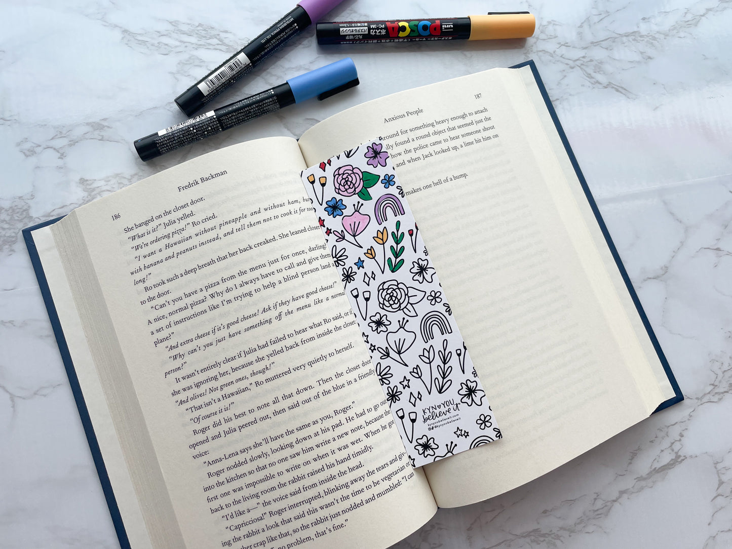 Whimsy Florals Coloring Bookmark