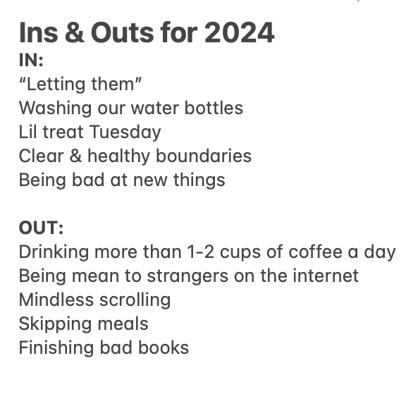 Ins & Outs for 2024