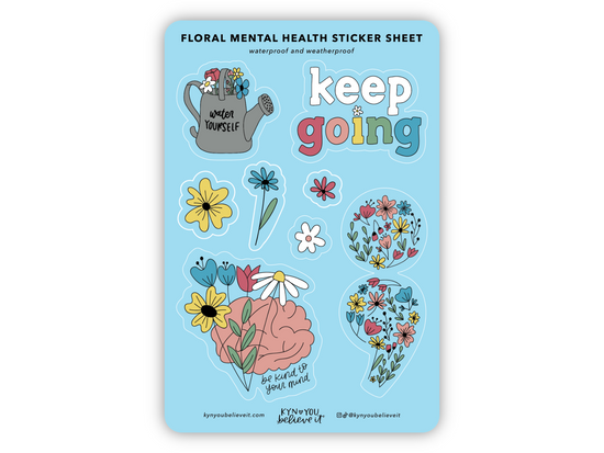 Floral Mental Health Sticker Sheet