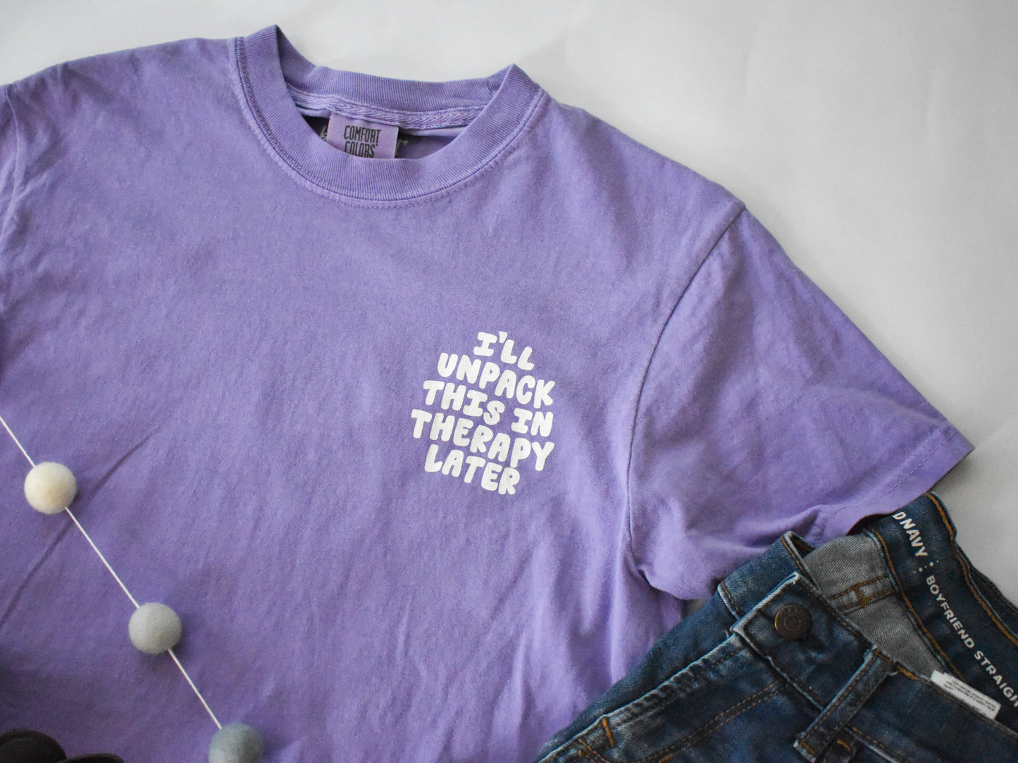 Load image into Gallery viewer, I&amp;#39;ll Unpack This In Therapy Tee (Purple / Chest Print)
