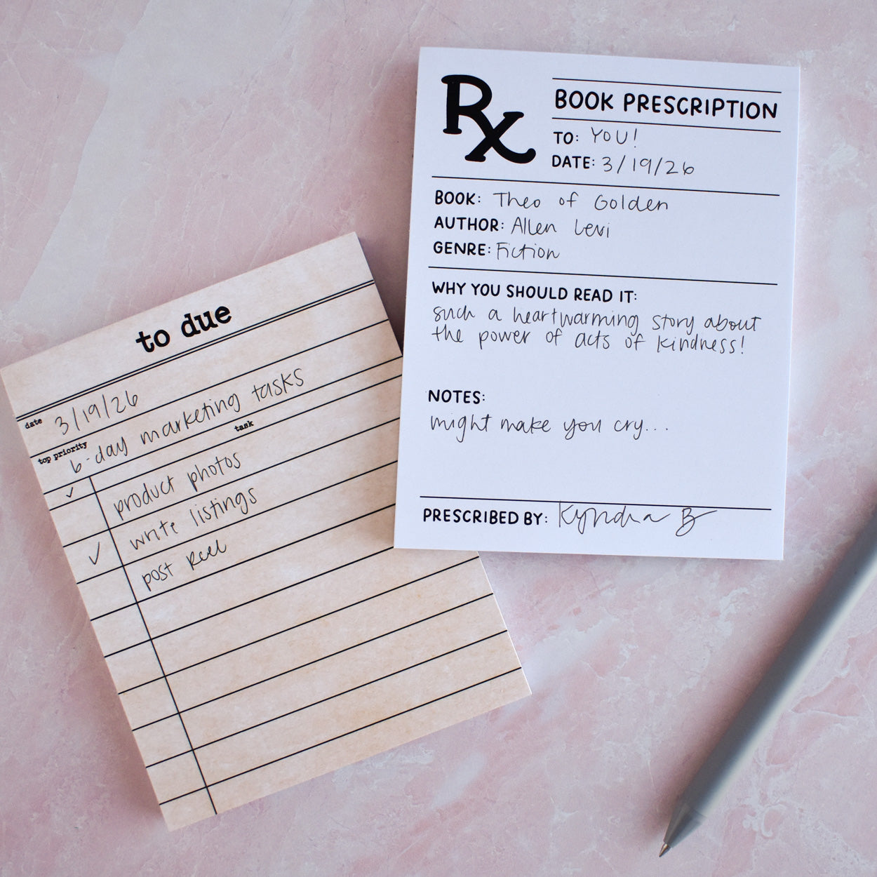 Book Prescription Notepad