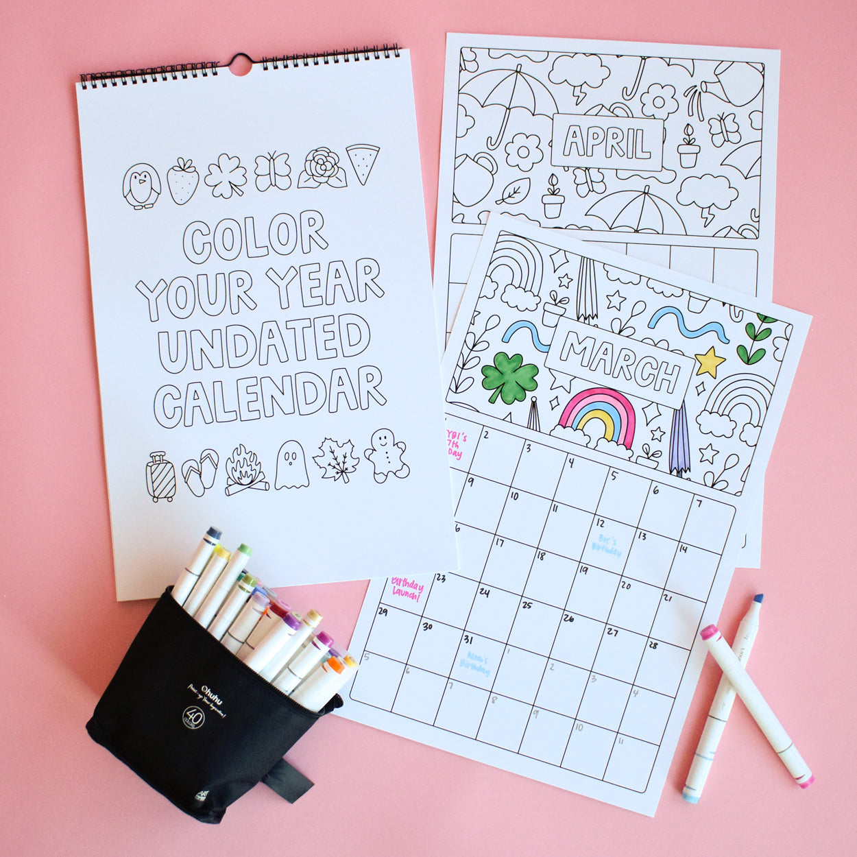 Color Your Year Calendar (Undated)