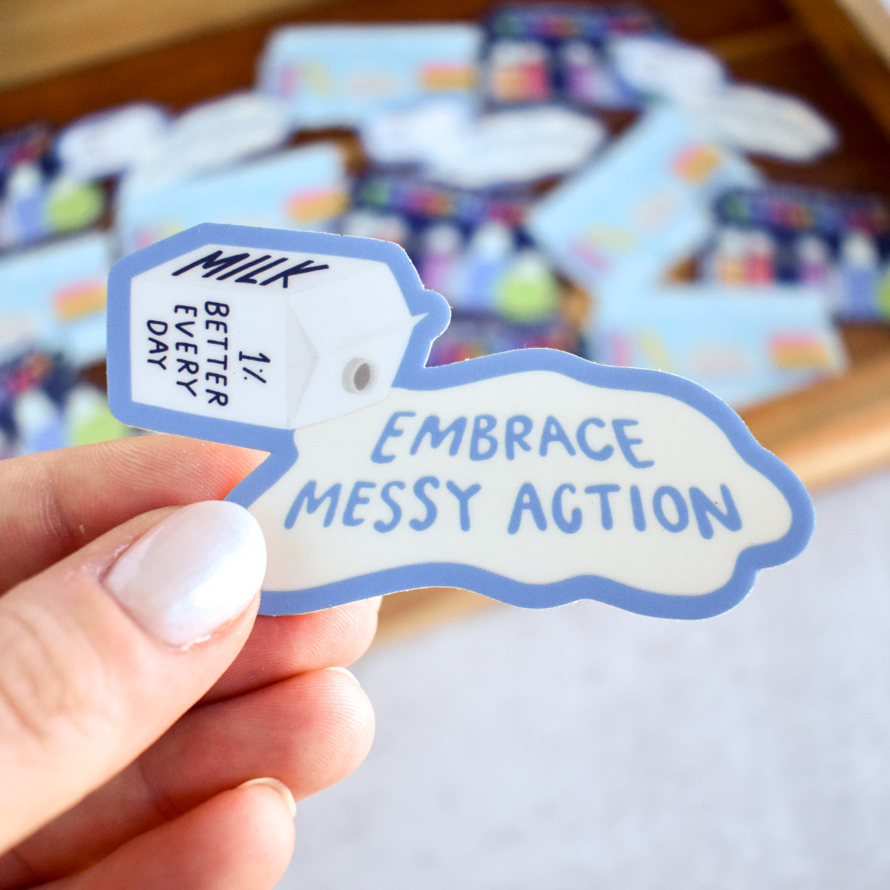 Embrace Messy Action Sticker