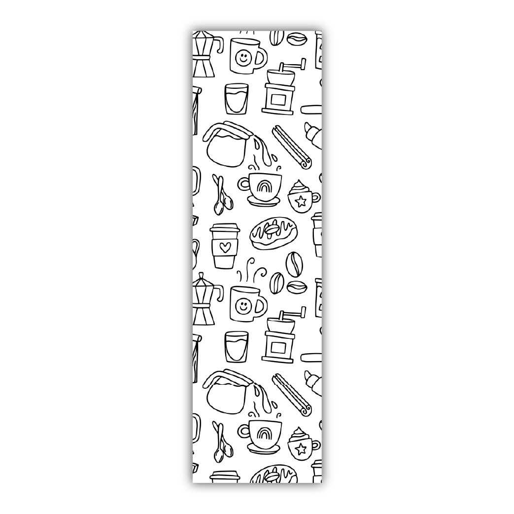 Coffee Pattern Coloring Bookmark