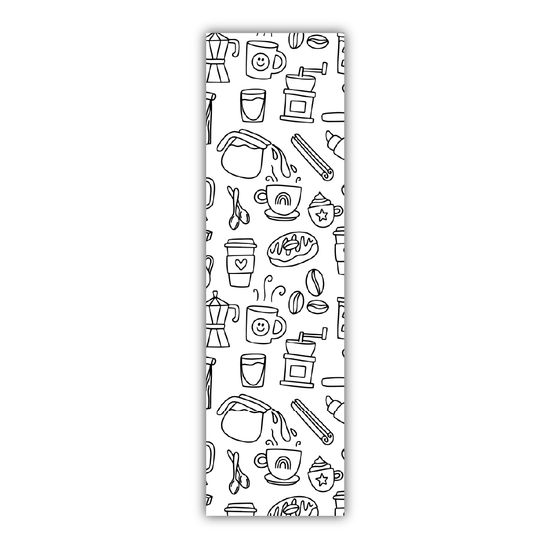 Coffee Pattern Coloring Bookmark