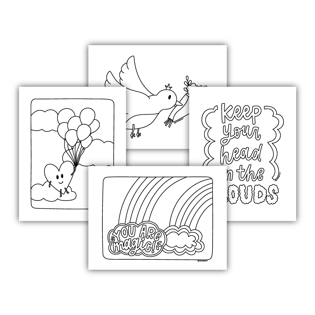 Head in the Clouds Coloring Sheets (KYCI #8)