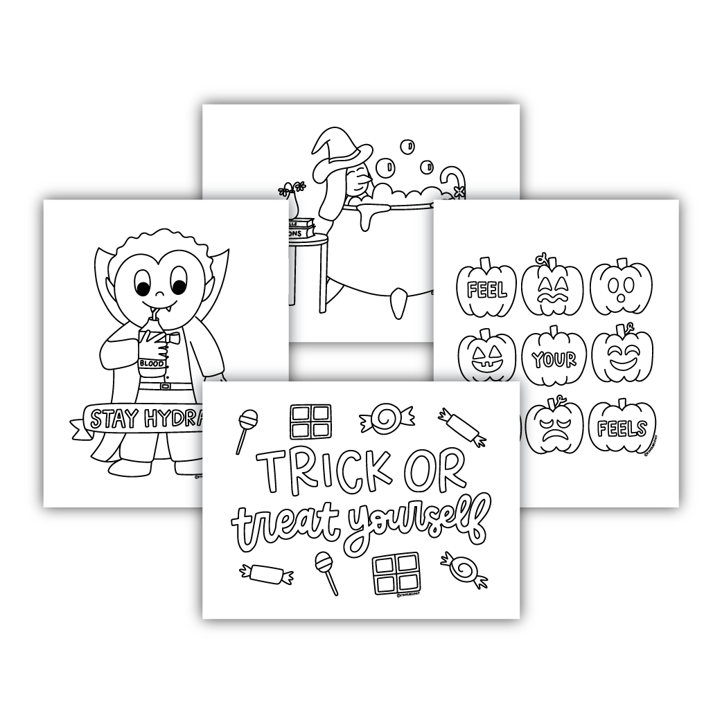 Spooky Mental Health Coloring Sheets (KYCI #7)