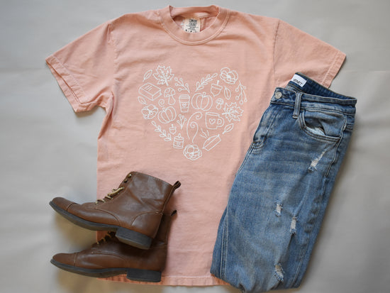 Load image into Gallery viewer, Fall Heart Tee (Peach)
