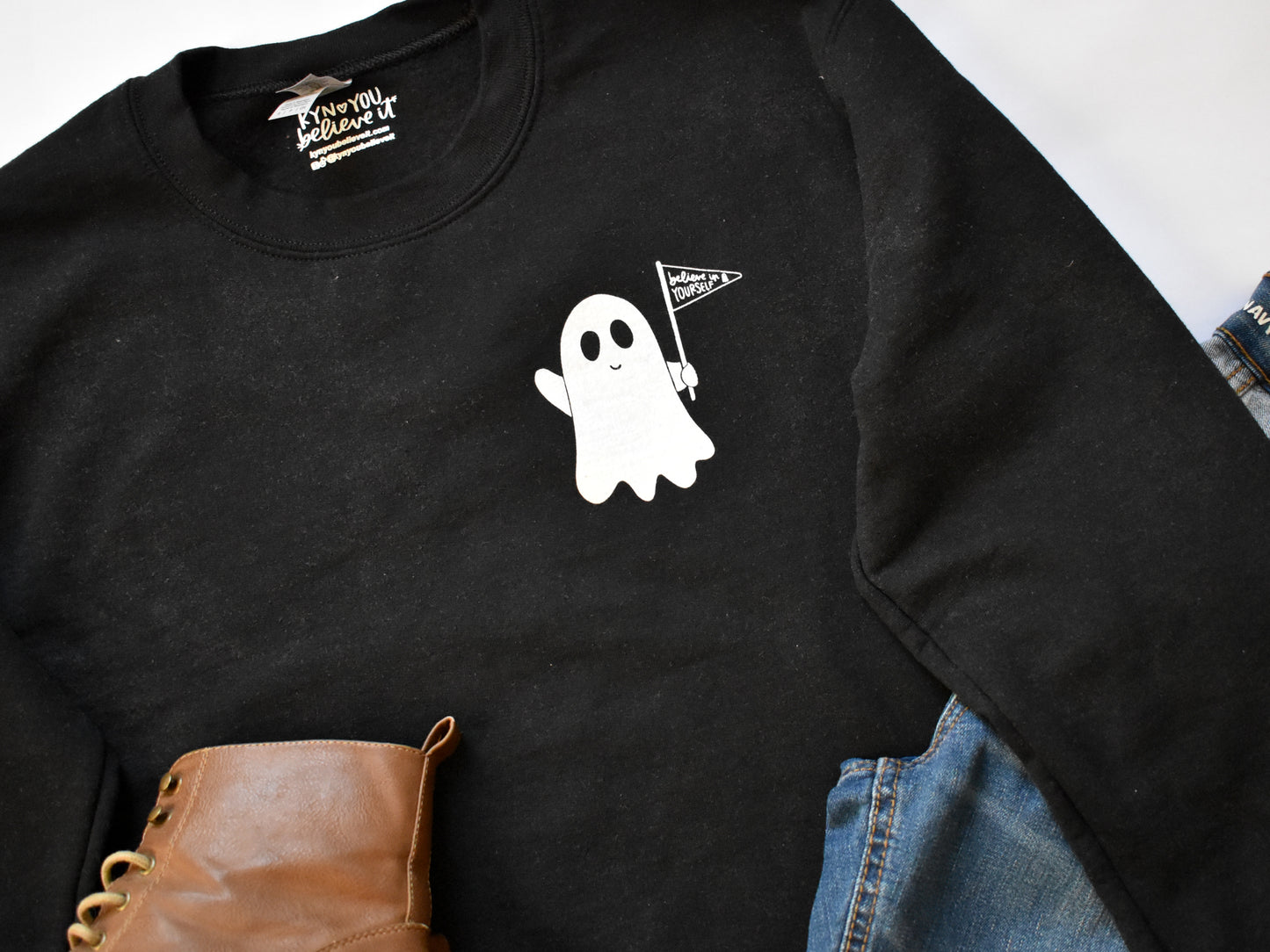Load image into Gallery viewer, Believe In Yourself Ghost Sweatshirt (*NO PUFF*)
