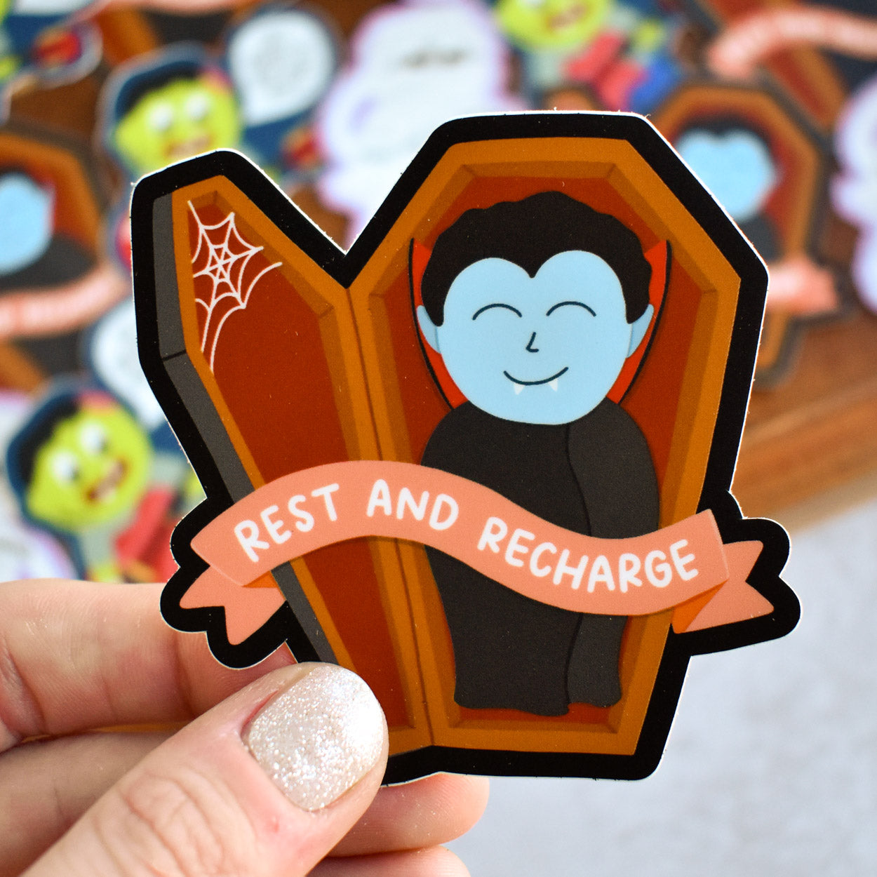 Rest and Recharge Vampire Sticker