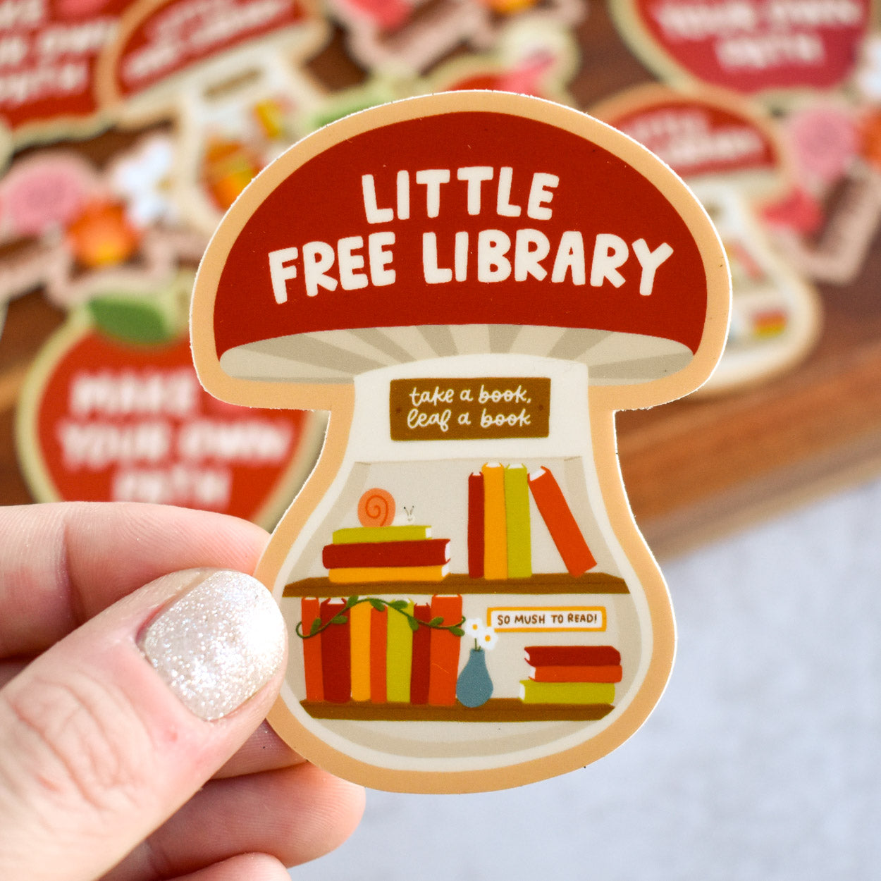 Mushroom Little Free Library Sticker