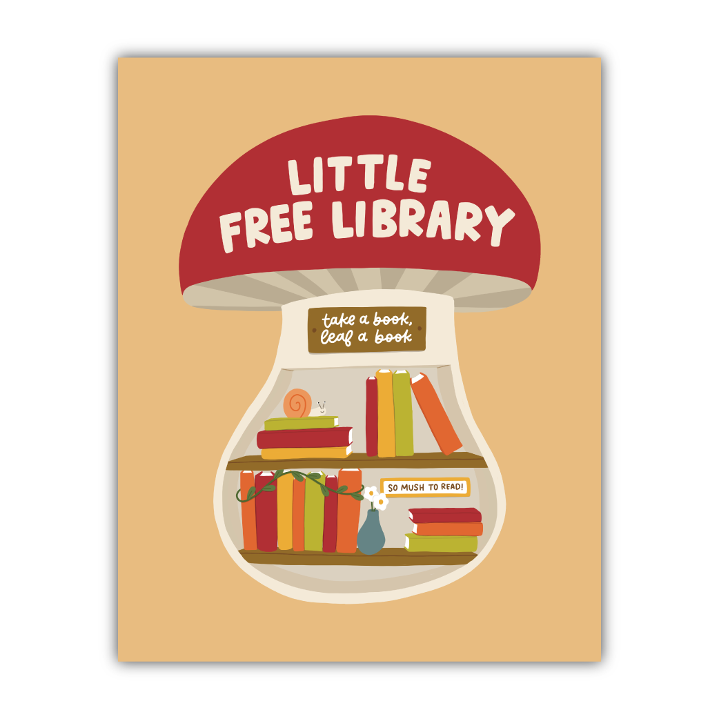 Mushroom Little Free Library Print