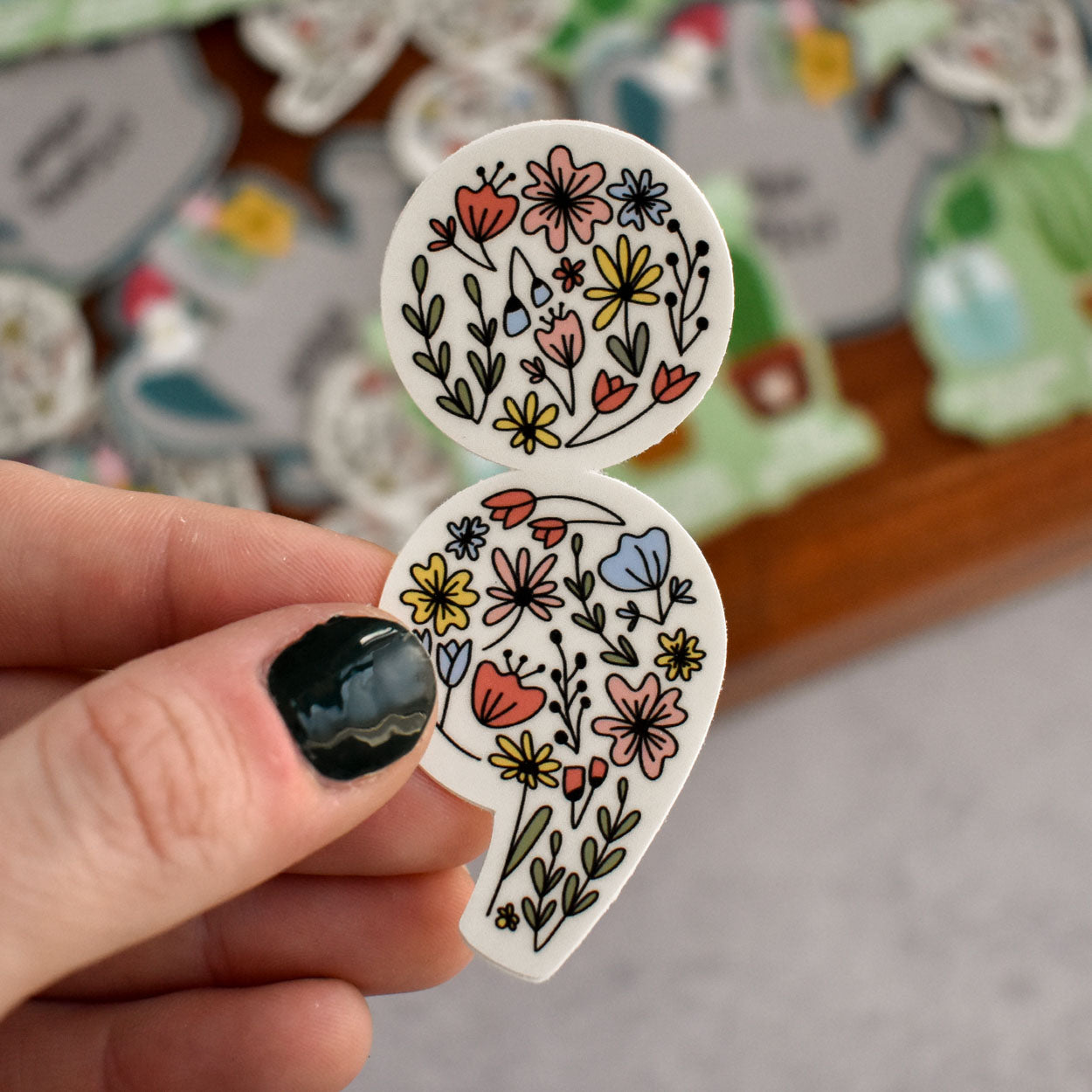 Floral Semicolon Sticker