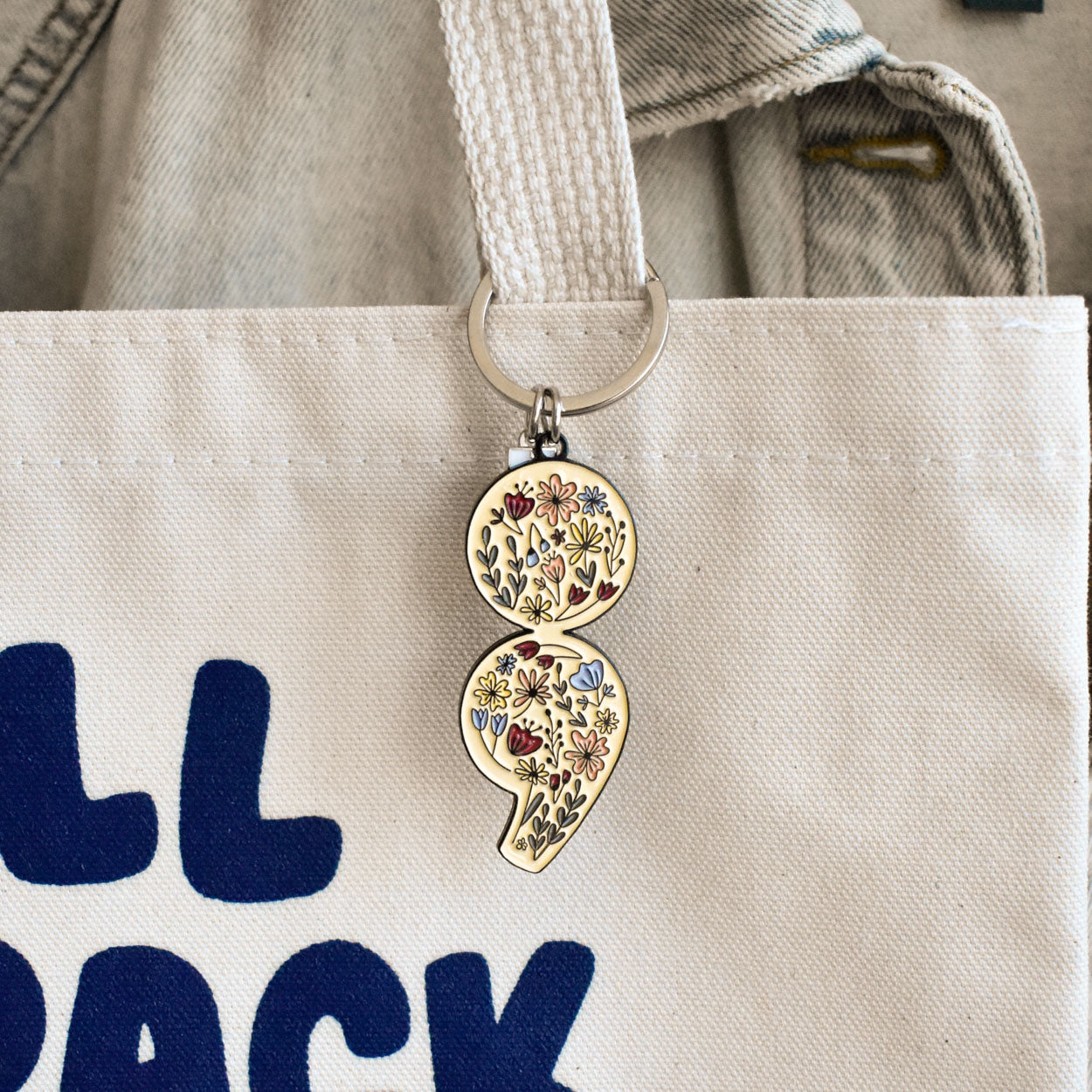 Floral Semicolon Keychain