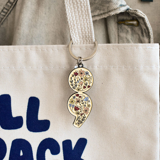 Floral Semicolon Keychain