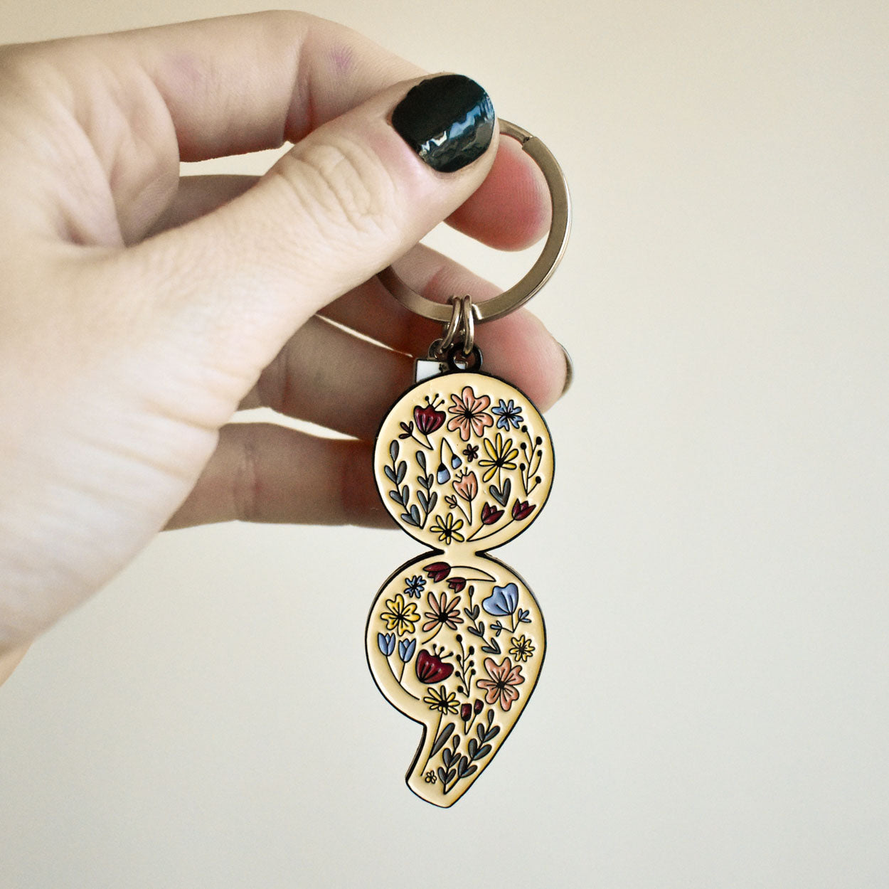 Floral Semicolon Keychain