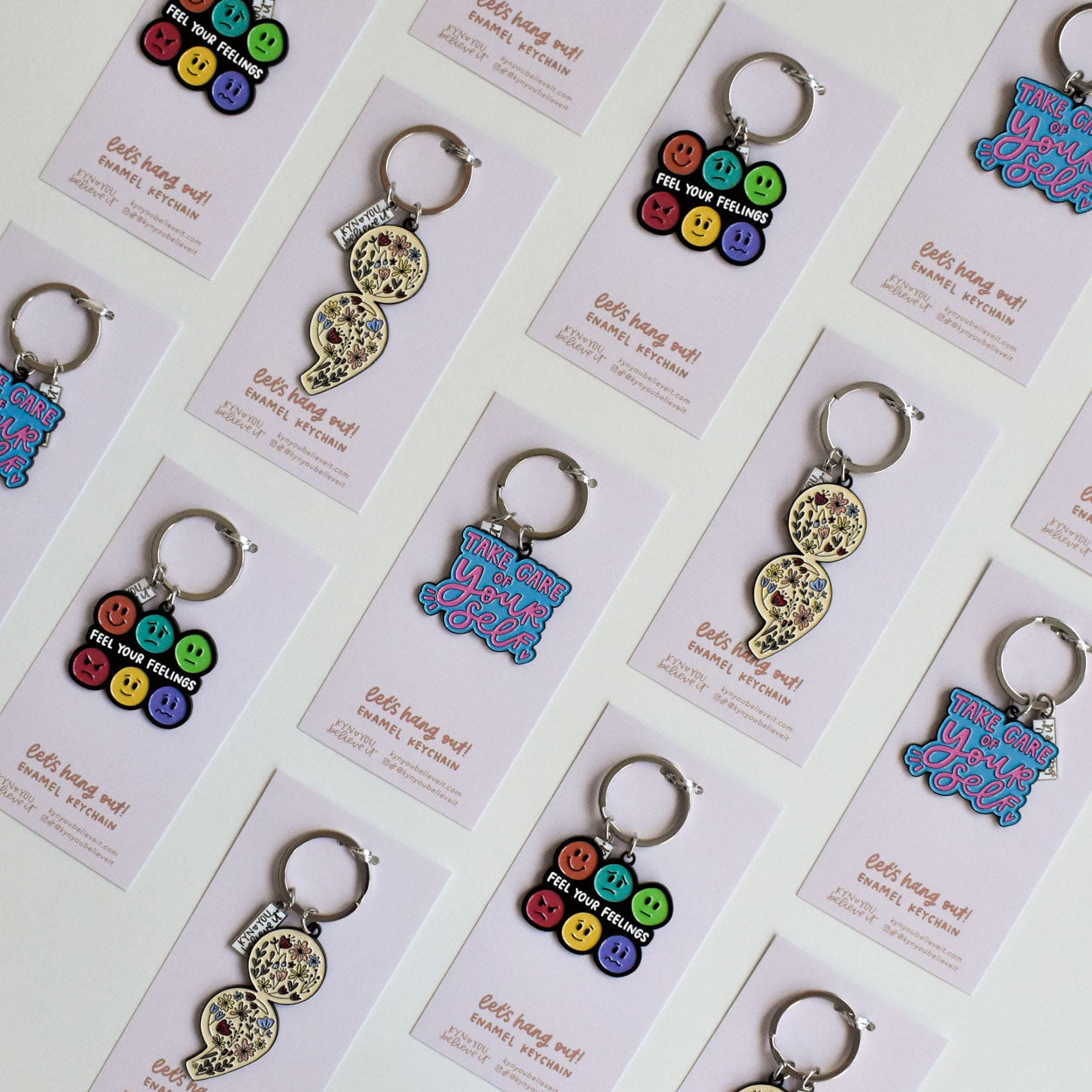 Floral Semicolon Keychain