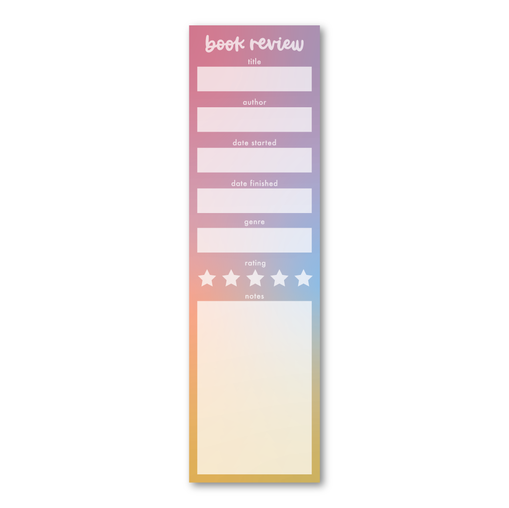 Pastel Book Review Notepad