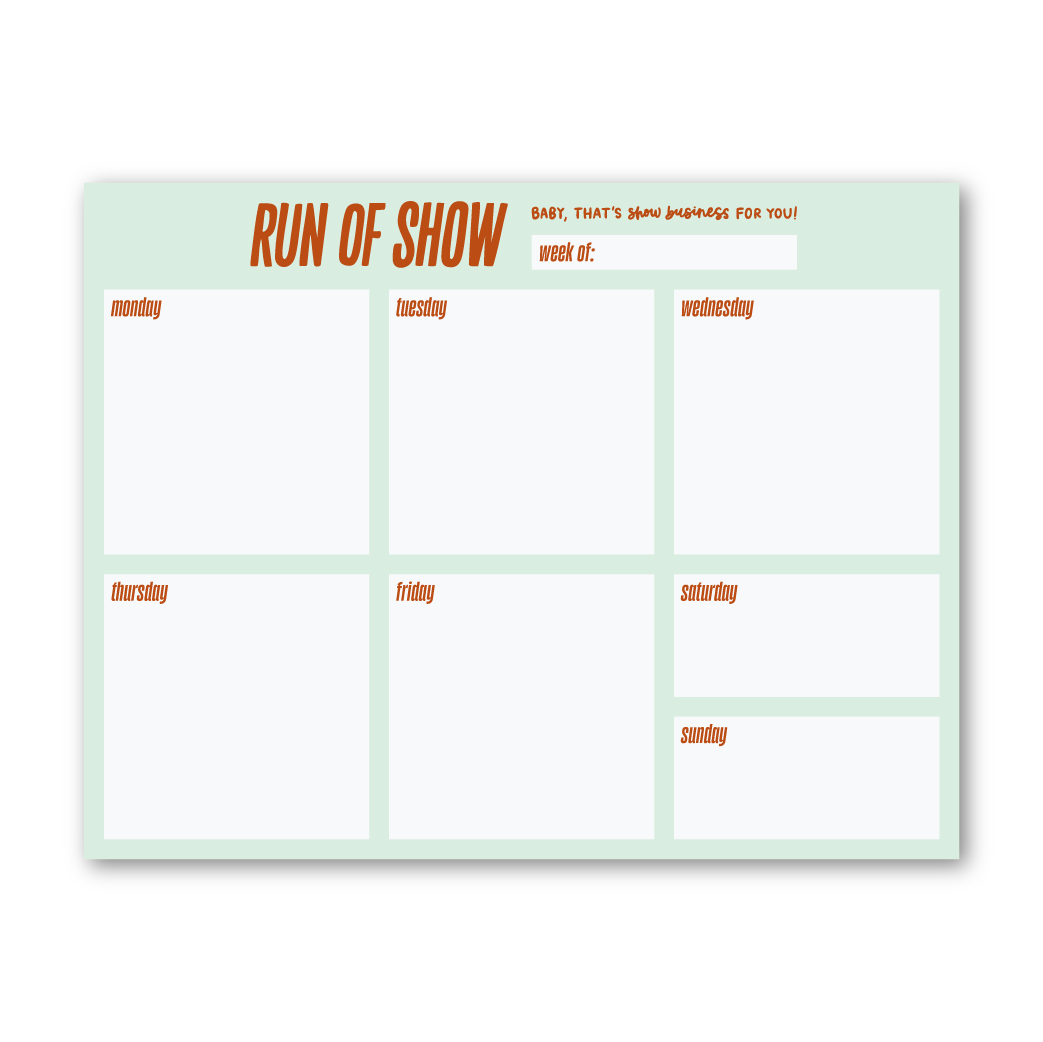 Run of Show Weekly Notepad