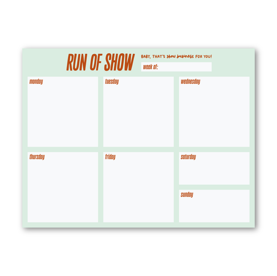 Run of Show Weekly Notepad