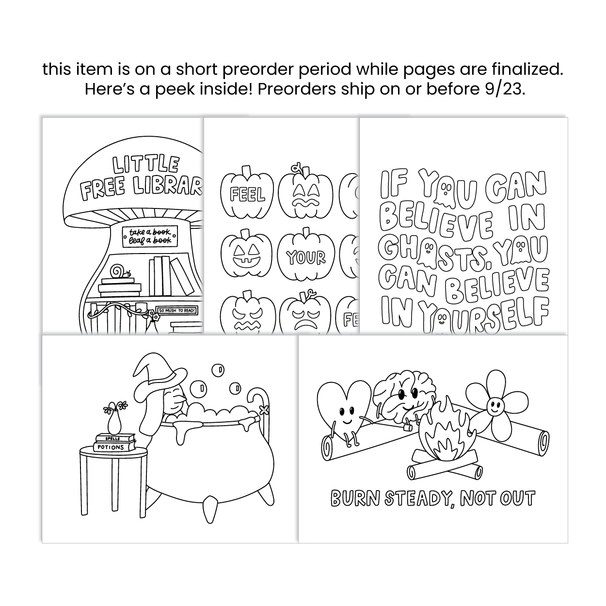 PREORDER Spooky Self-Care Coloring Book (Ships 9/23 - entire order is held until this date!)