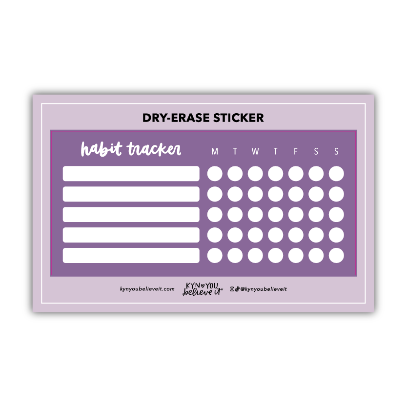 Weekly Habit Tracker Dry Erase Sticker