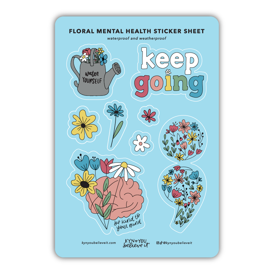 Floral Mental Health Sticker Sheet