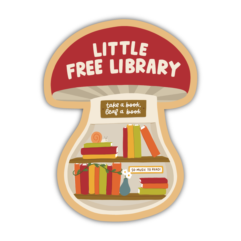 Mushroom Little Free Library Sticker
