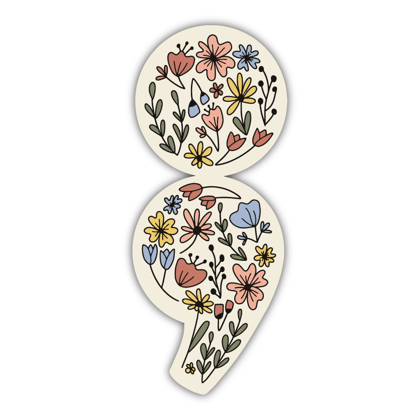 Floral Semicolon Sticker