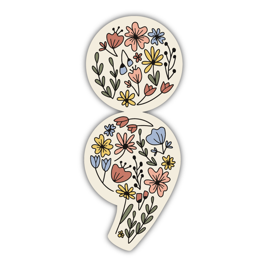 Floral Semicolon Sticker