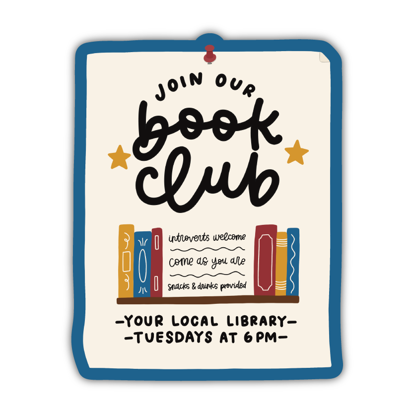 Book Club Flyer Sticker